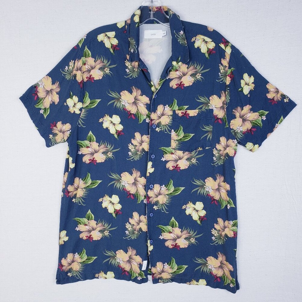 Onia Hawaiian Shirt Casual Button-Up Short Sleeve Viscose Lightweight size M
